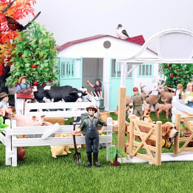 Oenux New Farm House Model Action Figures Miniature Cute Educational Kids Toys