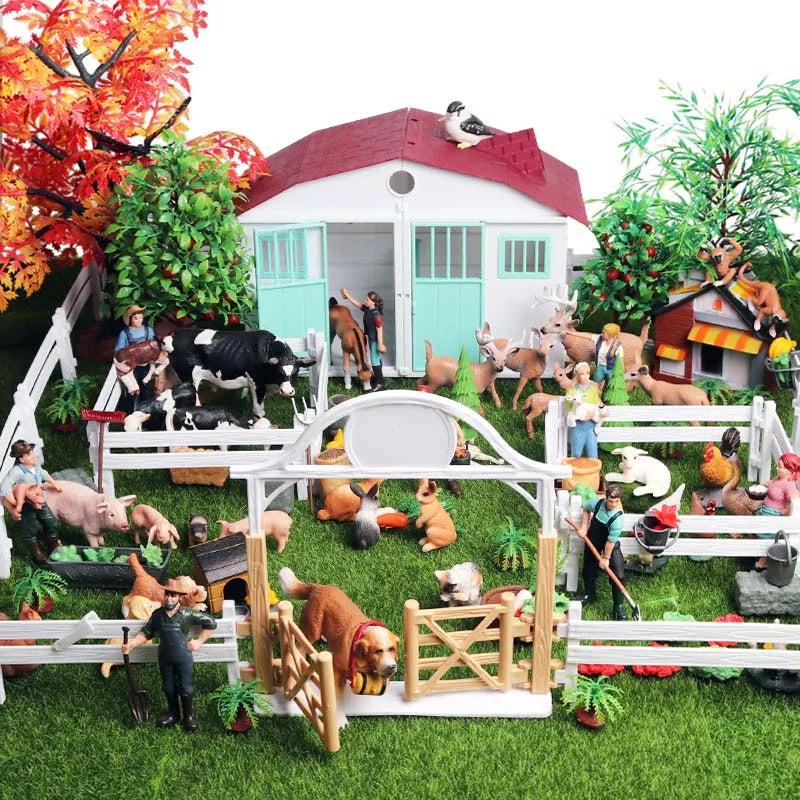 Oenux New Farm House Model Action Figures Miniature Cute Educational Kids Toys