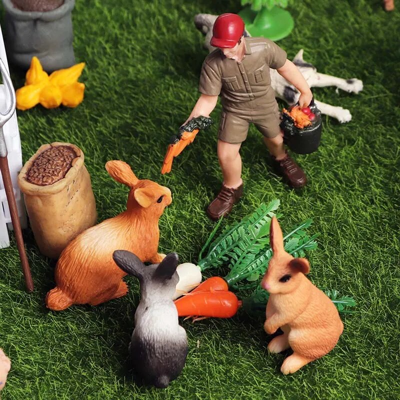Oenux New Farm House Model Action Figures Miniature Cute Educational Kids Toys